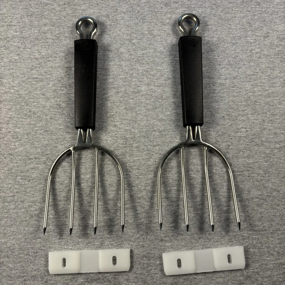 Pampered Chef Stainless Steel Meat Claws Set of 2 Black Handles Removable